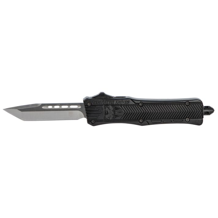 CobraTec Knives SBCTK1STNS CTK-1Small 2.75" OTF Tanto Plain Black D2 Steel Blade/Black Aluminum Handle Features Glass Breaker Includes Pocket Clip