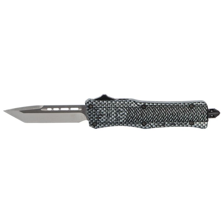 CobraTec Knives SCFCTK1STNS CTK-1Small 2.75" OTF Tanto Plain D2 Steel Blade/Carbon Fiber Aluminum Handle Features Glass Breaker Includes Pocket Clip