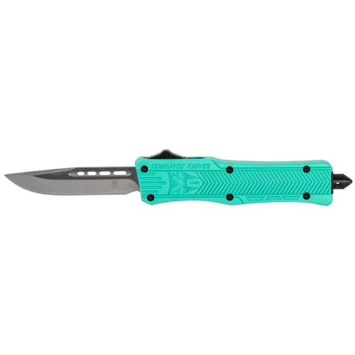 CobraTec Knives STFCTK1SDNS CTK-1Small 2.75" OTF Drop Point Plain D2 Steel Blade/Tiffany Blue Aluminum Handle Features Glass Breaker Includes Pocket Clip