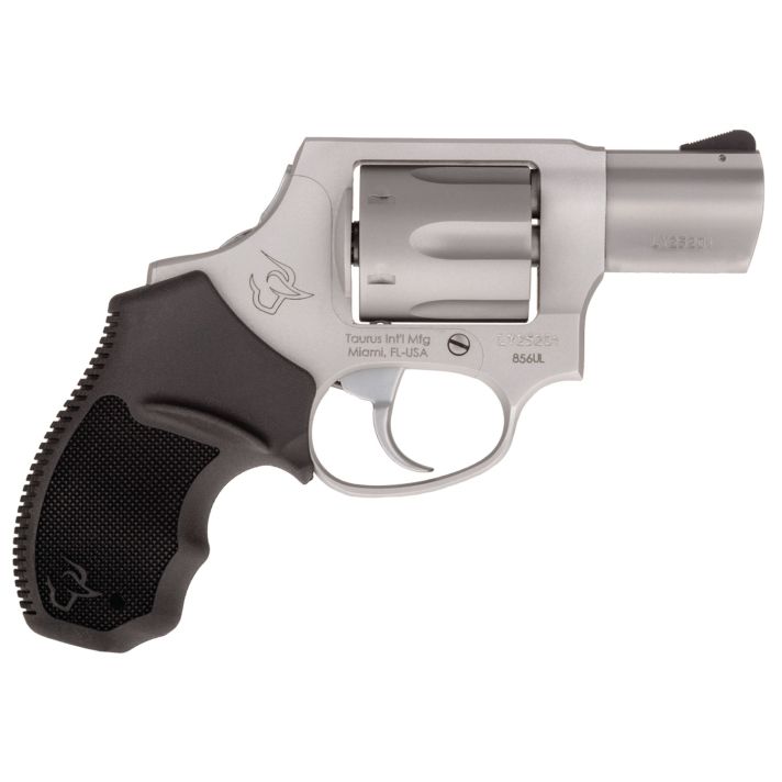 Taurus 2856029ULCH 856 Ultra-Lite 38 Special +P 6 Shot 2" Barrel, Overall Matte Finish Stainless Steel, Concealed Hammer Frame, Finger Grooved Black Rubber Grip
