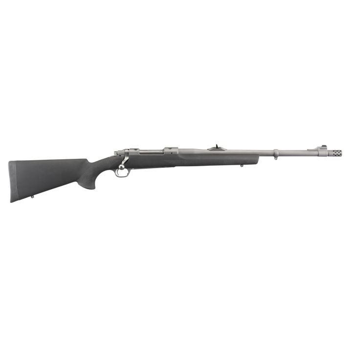 Ruger 57100 Hawkeye Alaskan Full Size 375 Ruger 3+1 20" Matte Stainless Steel Threaded Barrel, Integral Scope Mounts Stainless Steel Receiver, Black Hogue OverMolded Synthetic Stock
