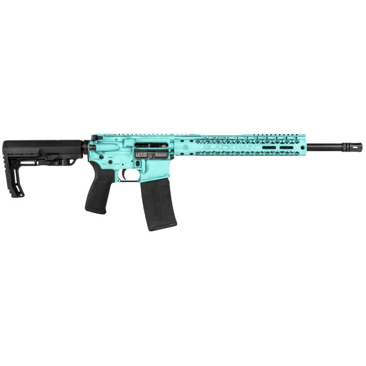 Black Rain BROFUSIONTBB Spec + Fusion 5.56x45mm NATO 16" 30+1 Tiffany Blue Battleworn Cerakote 6 Position MFT Minimalist Stock
