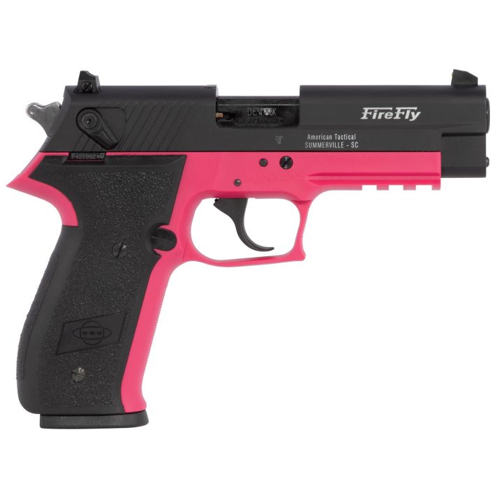 GSG GERG2210FFP FireFly22 LR 10+1 4" Black Serrated Slide, Pink Zinc Alloy w/Accessory Rail Frame, Black Polymer Grip