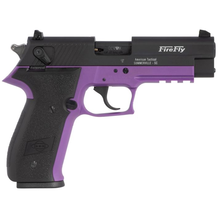 GSG GERG2210FFL FireFly22 LR 10+1 4" Black Serrated Slide, Purple Zinc Alloy w/Accessory Rail Frame, Black Polymer Grip