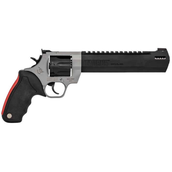 Taurus 2357085RH Raging Hunter357 Mag 7rd 8.38" Matte Black Oxide Cylinder & Barrel Matte Stainless Steel Frame Black Rubber with Integrated Red Cushion Insert Grip
