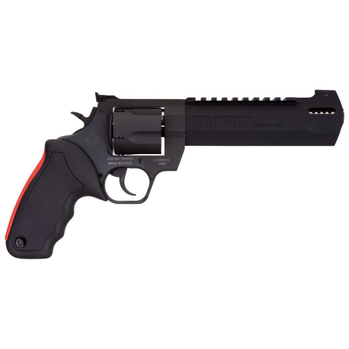 Taurus 2454061RH Raging Hunter454 Casull 5rd 6.75" Matte Black Oxide Steel Black Rubber with Integrated Red Cushion Insert Grip