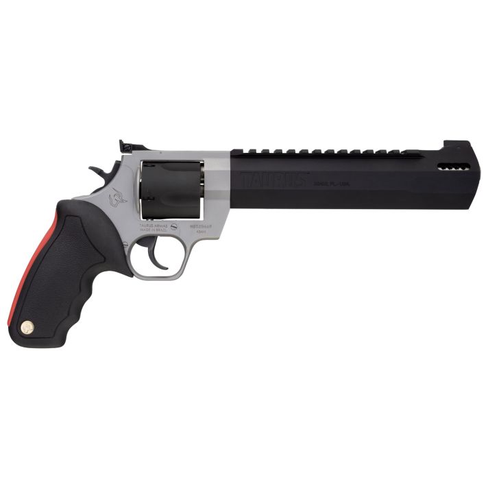 Taurus 2454085RH Raging Hunter454 Casull 5rd 8.37" Matte Black Oxide Cylinder & Barrel Matte Stainless Steel Frame Black Rubber with Integrated Red Cushion Insert Grip