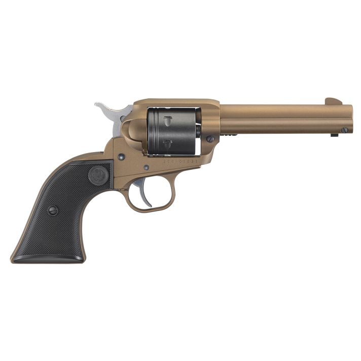 Ruger 2004 Wrangler22 LR 6 Shot 4.62" Burnt Bronze Cerakote Barrel, Black Cerakote Cylinder, Burnt Bronze Cerakote Frame Black Checkered Polymer Grips
