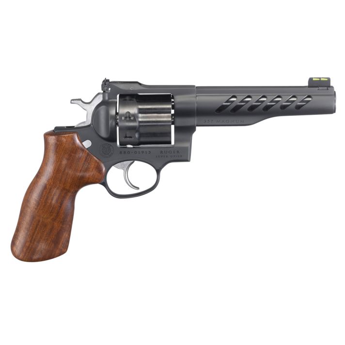 Ruger 5065 Super GP100357 Mag/38 Special 8rd 5.50" Matte Black PVD Half-Lug Ported Barrel, Matte Black PVD Cylinder, Matte Black PVD Stainless Steel Frame, Hogue, Hardwood Grip