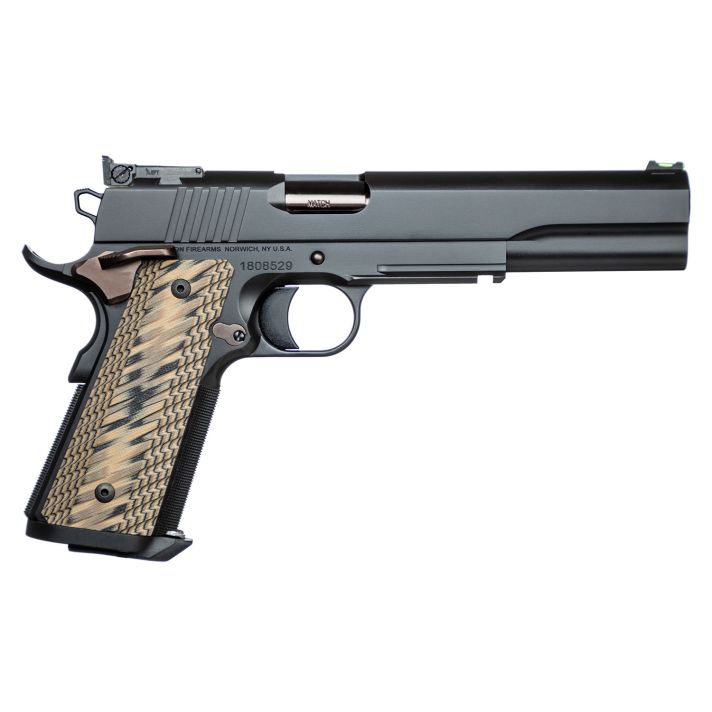 Dan Wesson 01853 Kodiak10mm Auto 8+1 6.03" Bull Barrel, Tri-Tone Black Stainless Steel Serrated Slide & Frame w/Picatinny Accessory Rail & Beavertail, Brown G10 Grip, Includes 2 Magazines