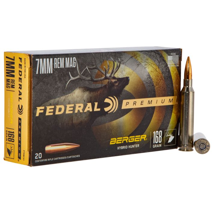 Federal PR7BCH1 Premium7mmRemMag 168gr Berger Hybrid Hunter 20 Per Box/10 Case