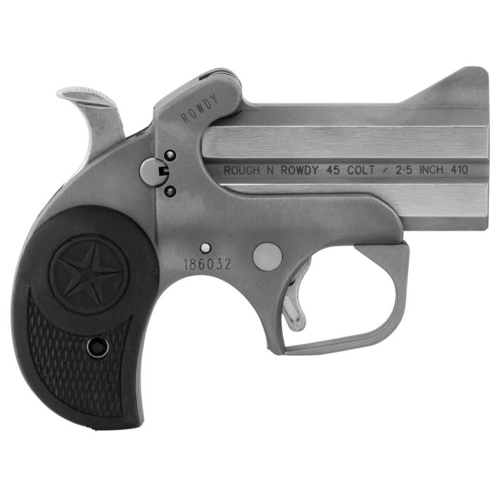 Bond Arms BARW Rowdy410/45 Colt (LC) Derringer 3" 2 Black Rubber Grip Polished Stainless Steel Frame