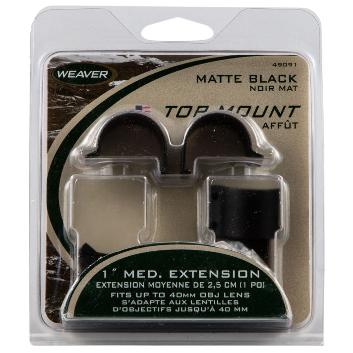Weaver Mounts 49091 Detachable Top Mount Extension RingsMatte Black 1" Medium