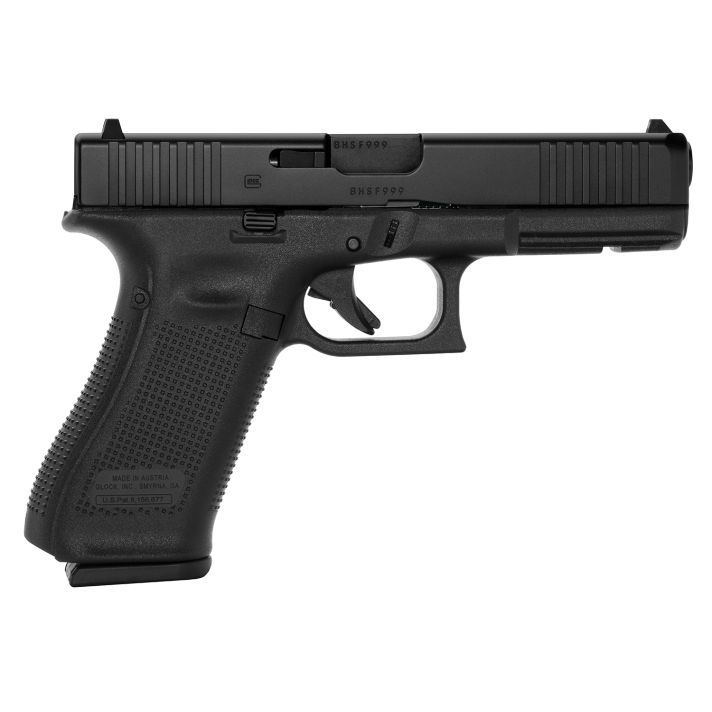 Glock PA175S201 G17 Gen5 Full Size 9mm Luger 10+1 4.49" Black GMB Barrel, Black nDLC Serrated Slide, Black Polymer Frame w/Picatinny Rail, Black Textured w/Interchangeable Backstrap Grip, Ambidextrous