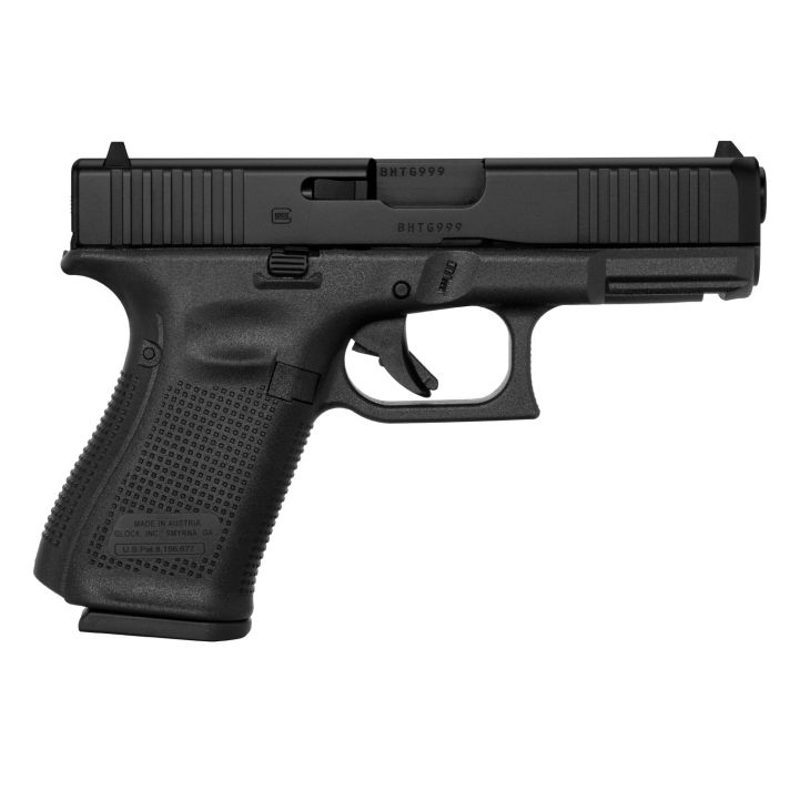 Glock PA195S201 G19 Gen5 Compact 9mm Luger 10+1 4.02" Black GMB Barrel, Black nDLC Serrated Slide, Black Polymer Frame w/Picatinny Rail, Black Textured w/Interchangeable Backstrap Grip, Ambidextrous