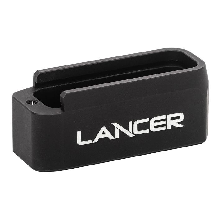 Lancer EXTBP06BLK L5AWM Magazine Base Pad Extended 6rd Compatible w/ Lancer L5 Advance Warfighter Magazine Black Aluminum