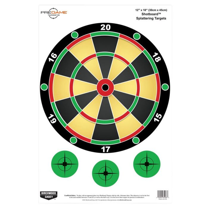 Birchwood Casey 35583 PregameShotboard Paper Hanging Universal 12" x 18" Multi-Color 100 Per Pkg