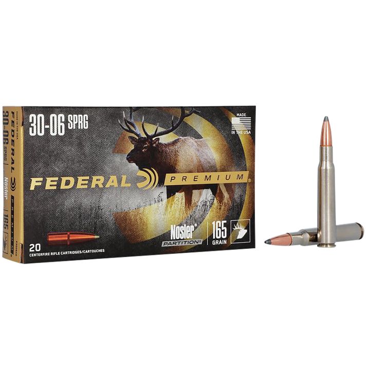 Federal P3006AD Premium30-06Springfield 165gr Nosler Partition 20 Per Box/10 Case