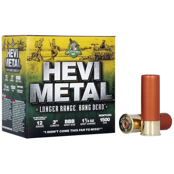 HEVI-Metal HS38008 HEVI-Metal Longer Range 12Gauge 3" 1 1/4oz BBBShot 25 Per Box/10 Case