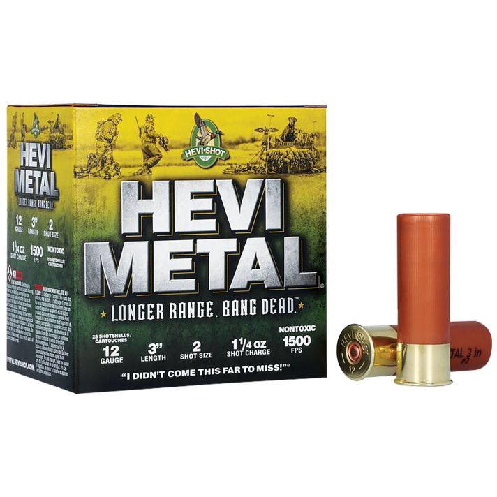 HEVI-Metal HS38002 HEVI-Metal Longer Range 12Gauge 3" 1 1/4oz 2Shot 25 Per Box/10 Case