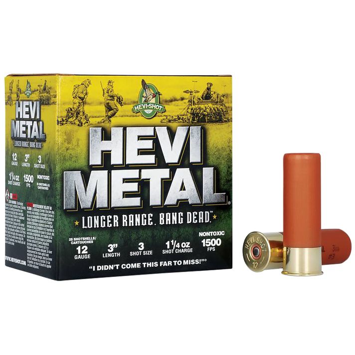 HEVI-Metal HS38003 HEVI-Metal Longer Range 12Gauge 3" 1 1/4oz 3Shot 25 Per Box/10 Case