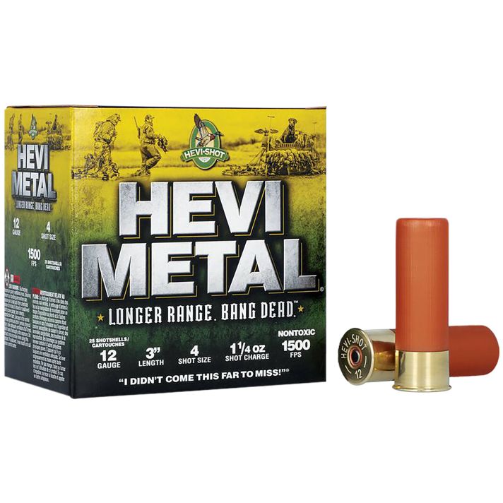 HEVI-Metal HS38004 HEVI-Metal Longer Range 12Gauge 3" 1 1/4oz 4Shot 25 Per Box/10 Case