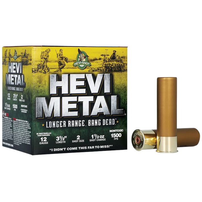 HEVI-Metal HS38502 HEVI-Metal Longer Range 12Gauge 3.50" 1 1/2oz 2Shot 25 Per Box/10 Case