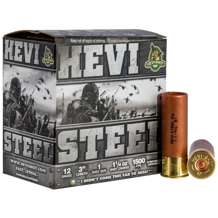HEVI-Shot HS60001 HEVI-Steel12Gauge 3" 1 1/4oz 1Shot 25 Per Box/10 Case