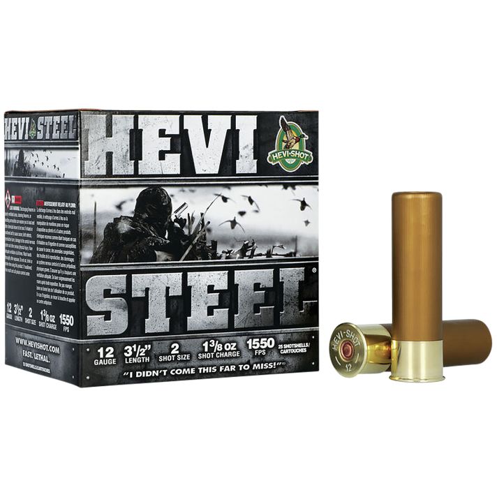 HEVI-Shot HS65002 HEVI-Steel12Gauge 3.50" 1 3/8oz 2Shot 25 Per Box/10 Case