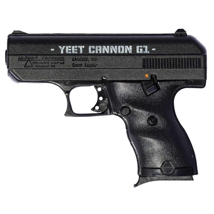 Hi-Point 916G1YC YC9 Gen1 9mm Luger 8+1 3.50" Black Steel Barrel, Black Serrated w/Engraving Steel Slide, Black Polymer Frame & Grip, Right Hand