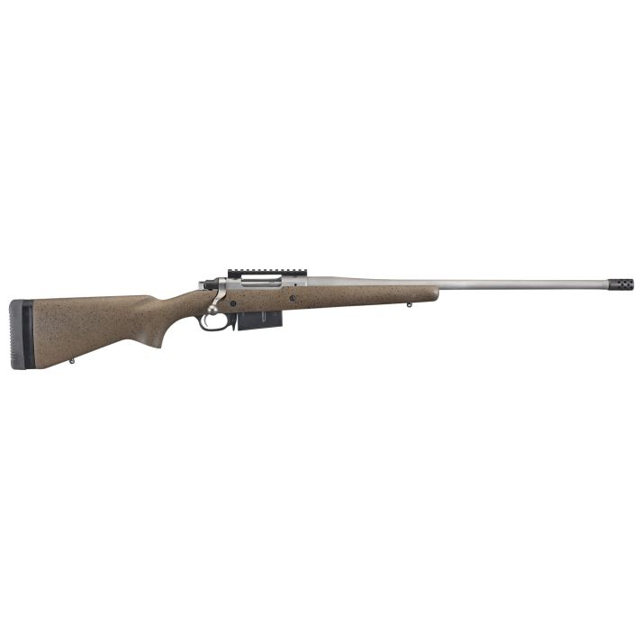 Ruger 47197 Hawkeye Long-Range Hunter Full Size 6.5 PRC 3+1 22"Matte Stainless Steel Threaded Barrel, Picatinny Rail Stainless Steel Receiver, Black Speckled Brown Adj LOP Laminate Stock