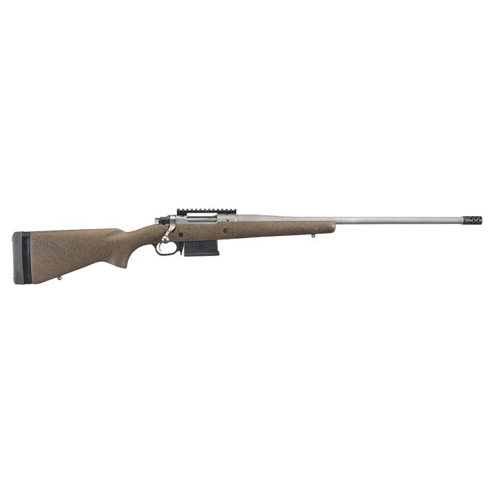 Ruger 47198 Hawkeye Long-Range Hunter Full Size 6.5 Creedmoor 5+1 22" Matte Stainless Steel Threaded Barrel, Picatinny Rail Stainless Steel Receiver, Black Speckled Brown Adj LOP Laminate Stock