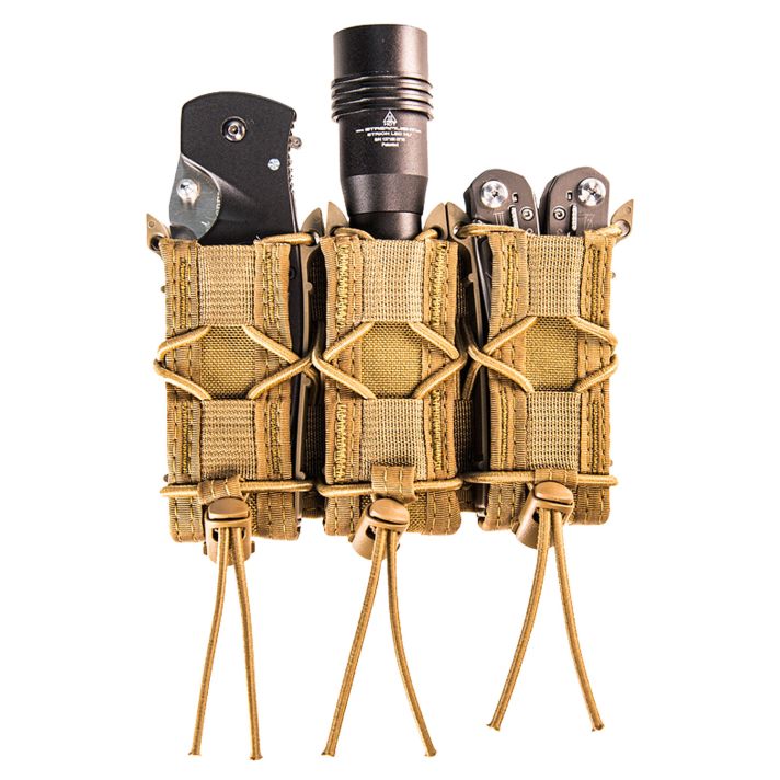 High Speed Gear 11PT03CB TACO Mag Pouch Triple Coyote Brown Nylon MOLLE Belts 2" Wide Compatible w/ Pistol