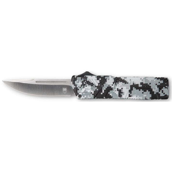CobraTec Knives WDCCTLWDNS Lightweight3.25" OTF Drop Point Plain D2 Steel Blade/Winter Digi Camo Aluminum Handle Includes Pocket Clip