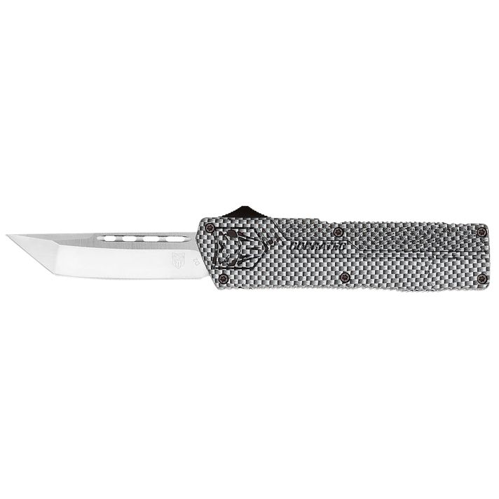 CobraTec Knives CFCTLWTNS Lightweight3.25" OTF Tanto Plain D2 Steel Blade/Carbon Fiber Aluminum Handle Includes Pocket Clip