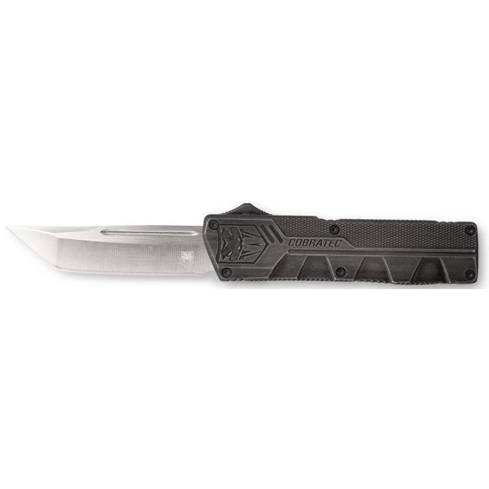 CobraTec Knives SWCTLWTNS Lightweight3.25" OTF Tanto Plain D2 Steel Blade/Stonewashed Aluminum Handle Includes Pocket Clip