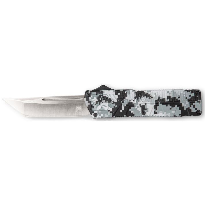 CobraTec Knives WDCCTLETNS Lightweight3.25" OTF Tanto Plain D2 Steel Blade/Winter Digi Camo Aluminum Handle Includes Pocket Clip
