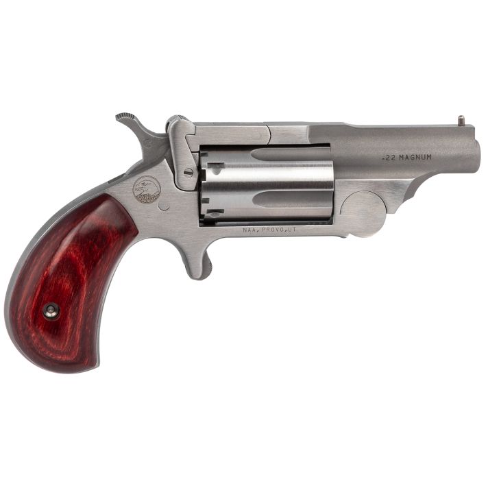 North American Arms 22MCR Ranger II22 LR or 22 WMR Caliber with 1.63" Barrel, 5rd Capacity Cylinder, Overall Stainless Steel Finish & Rosewood Birdshead Grip Includes Cylinder