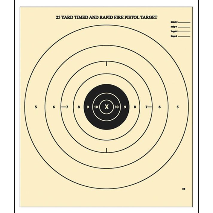 Action Target B8100 Competition NRA Time & Rapid Fire Bullseye Heavy Paper Hanging 25 yds Handgun 21" x 24" Black/White 100 Per Box
