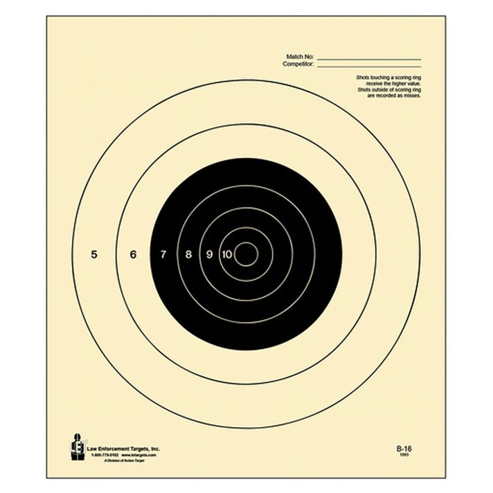 Action Target B16100 Competition NRA Slow Fire Bullseye Tagboard Hanging 25 yds Handgun 10.50" x 12" Black/White 100 Per Box