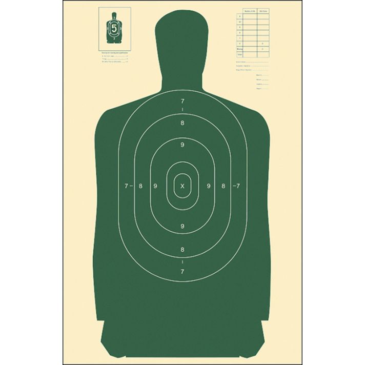Action Target B27SGREEN100 Qualification Standard Silhouette Paper Hanging 24" x 45" Green/White 100 Per Box
