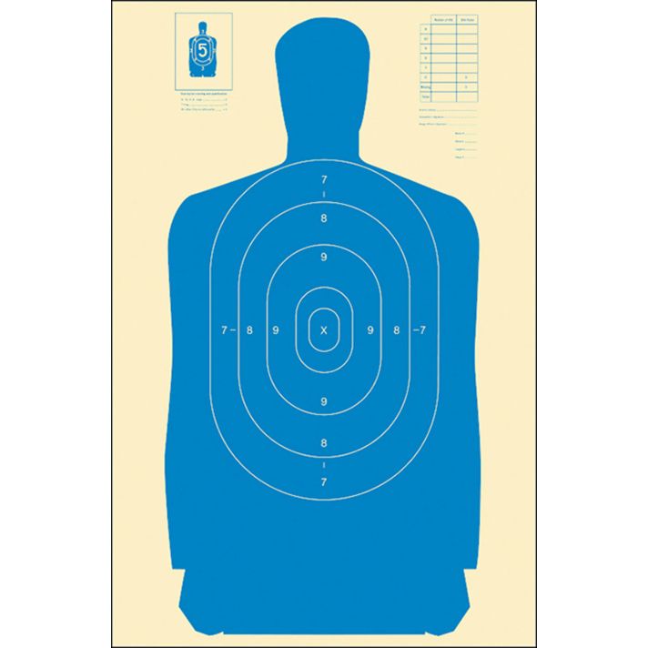 Action Target B27SBLUE100 Qualification Standard Silhouette Paper Hanging 24" x 45" Blue/White 100 Per Box
