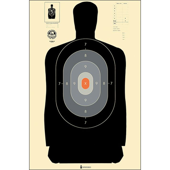 Action Target B27NCJA100 Qualification NC Criminal Justice Academy Silhouette Paper Hanging 24" x 45" Black/Gray/White 100 Per Box