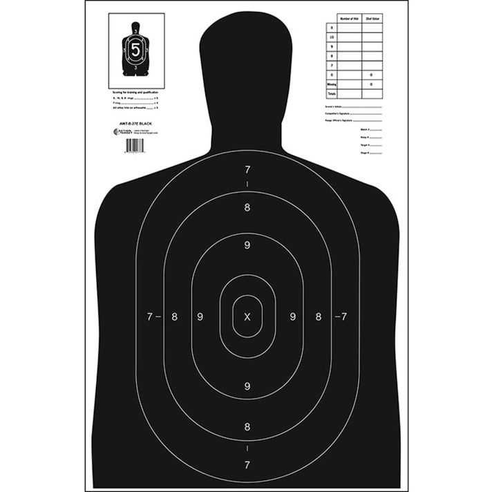 Action Target B27EBLACK100 Qualification Economy Silhouette Paper Hanging 23" x 35" Black/White 100 Per Box