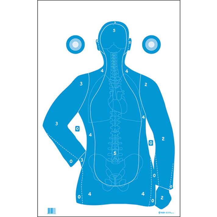 Action Target FB21EANTAV2100 QualificationSilhouette/Vitals Paper Hanging 23" x 35" Blue/White 100 Per Box