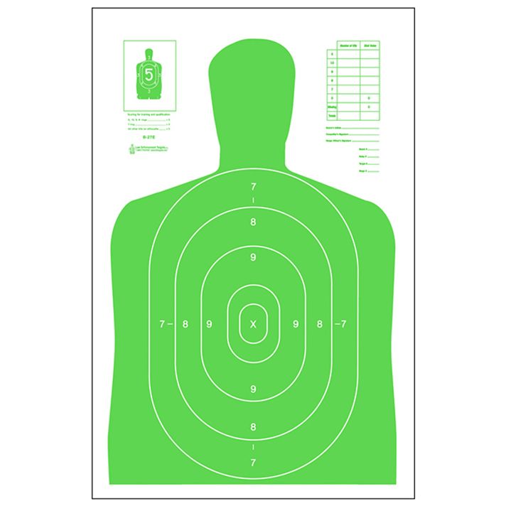 Action Target B27ELGR100 Qualification High Visibility Silhouette Paper 23"x35" Fluorescent Green/White 100 Per Box
