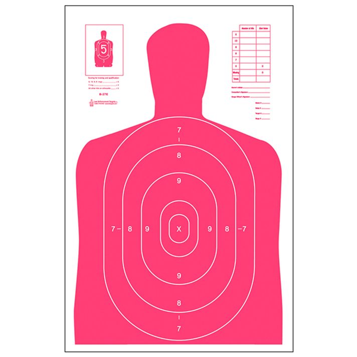 Action Target B27ERD100 Qualification High Visibility Fluorescent Silhouette Paper 23" x 35" Red/White 100 Per Box