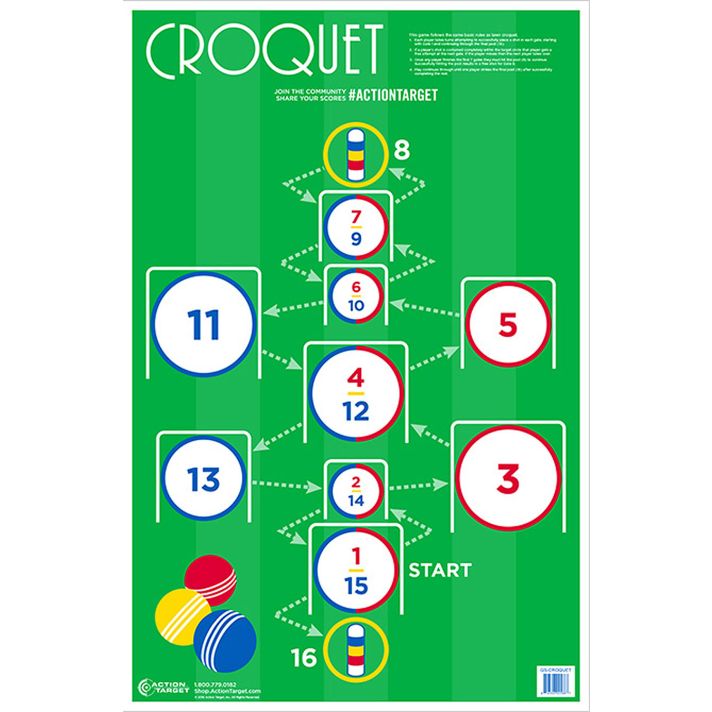 Action Target GSCROQUET100 EntertainmentCroquet Paper Hanging 23" x 35" Multi-Color 100 Per Box