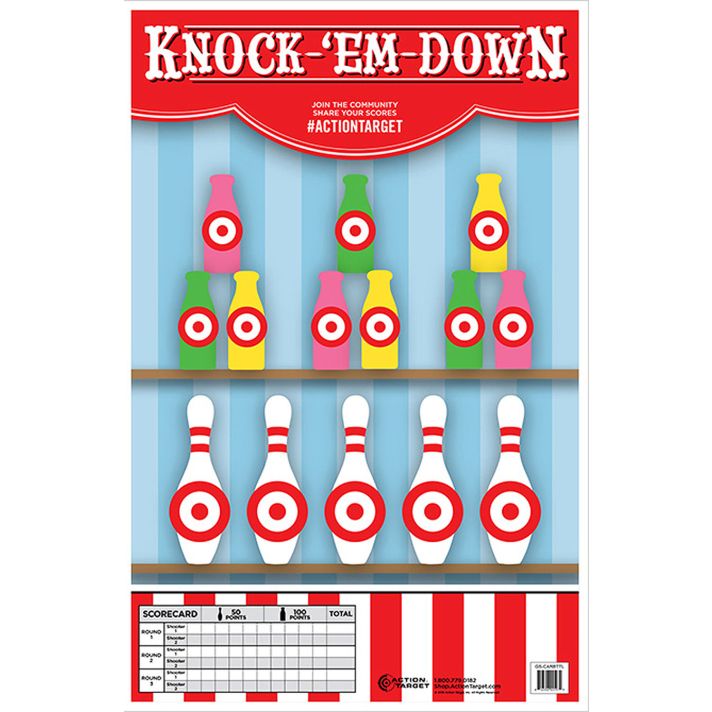 Action Target GSCARBTTL100 Entertainment Knock-'Em-Down Bottles/Pins Paper Hanging 23