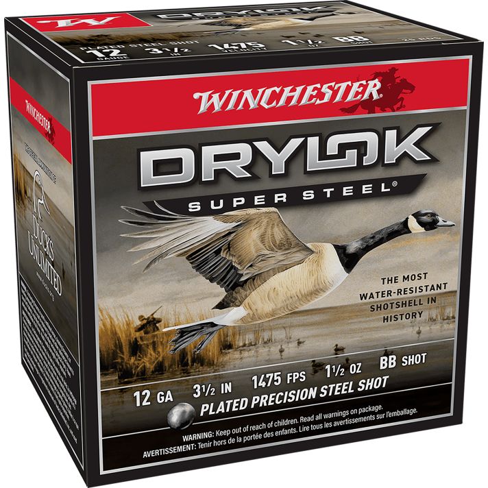 Winchester Ammo SSH12LHBB Drylok Super Steel High Velocity 12Gauge 3.50" 1 1/2oz BBShot 25 Per Box/10 Case